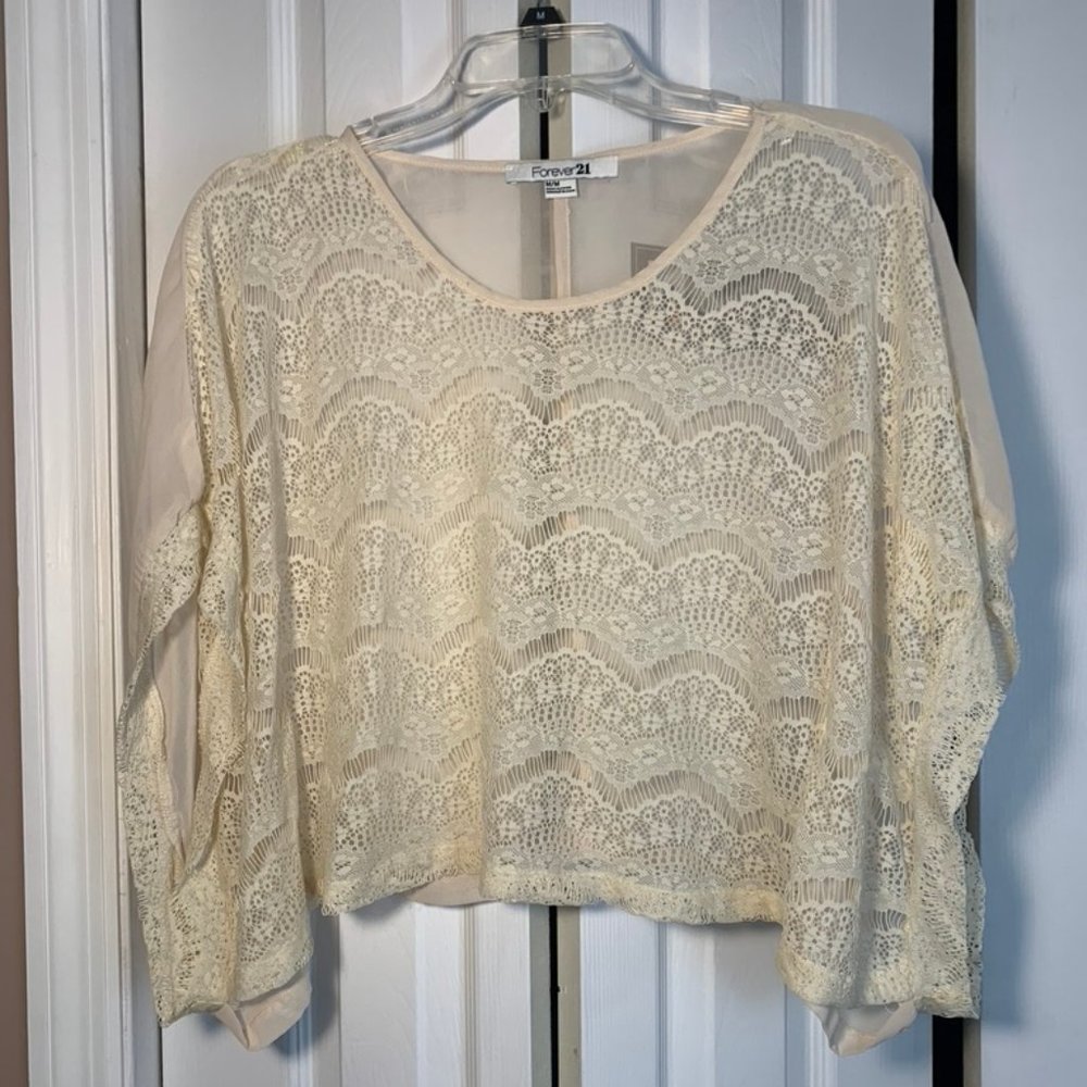 Off- white lace mesh top